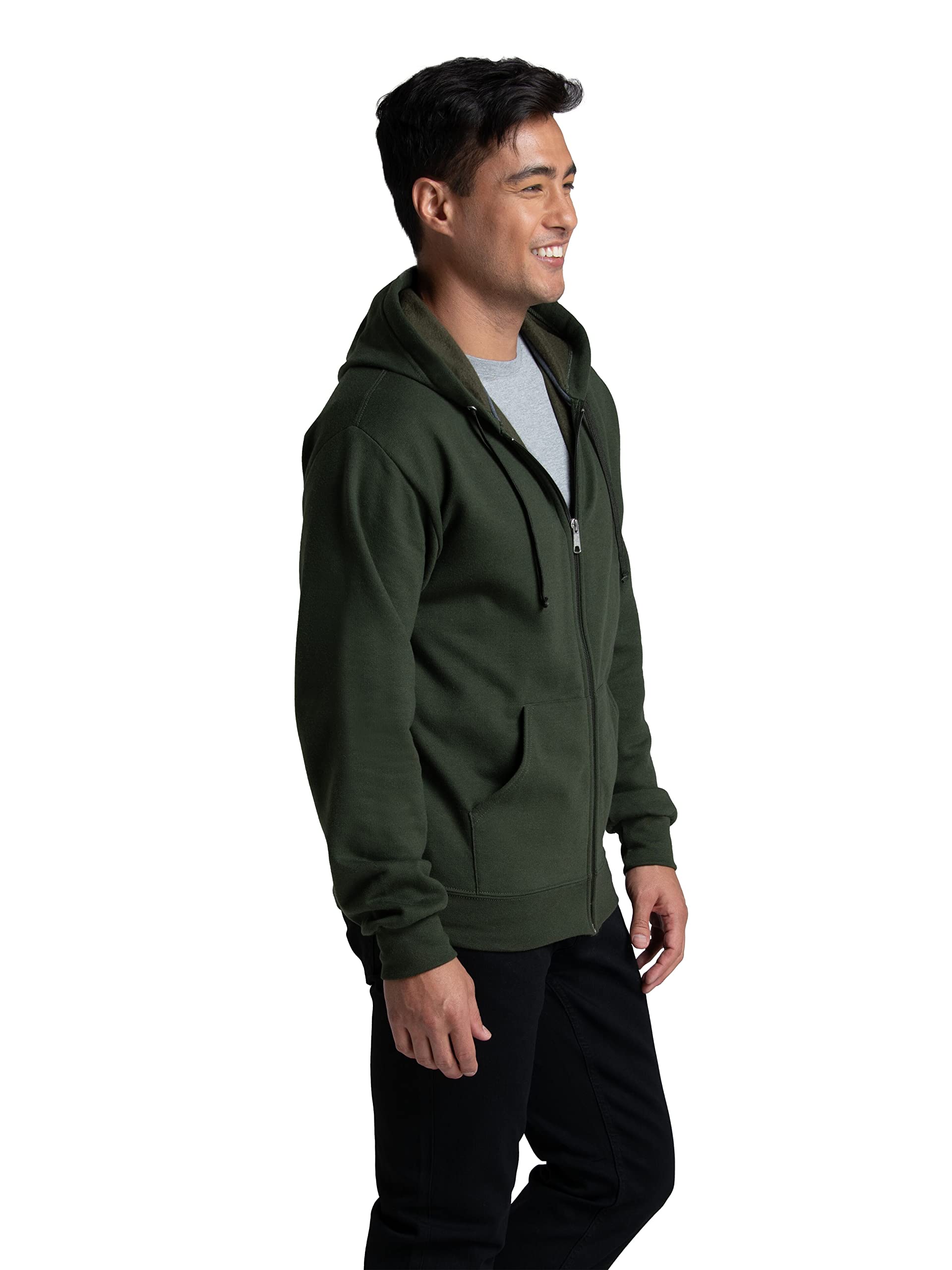 Fruit of the Loom Eversoft Fleece Hoodies, Pullover, Moisture Wicking & Breathable, Sizes S-4x, Duffle Bag Green Full Zip