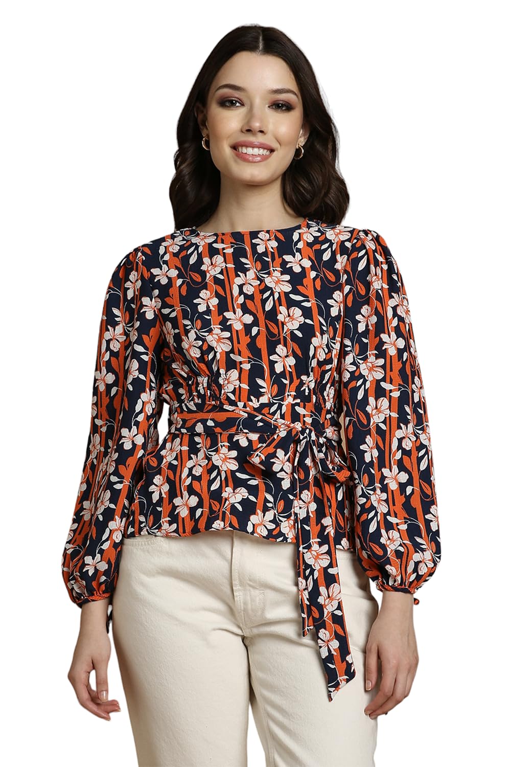 Allen Solly Women Printed Casual Round Neck Top