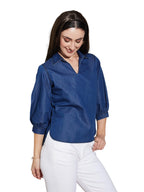 Miss Chase Womens V Neck Elasticated Straps Sleeve Waistcoat-Styled Cropped Denim Top (Mcaw25Den61-37-504-05, Capri Blue, L)