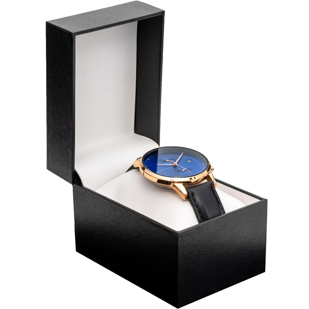 Black Watch Gift Box with Pillow - single watch case PU leatherette Wristwatch Display Case Organizer foe men and women for gift