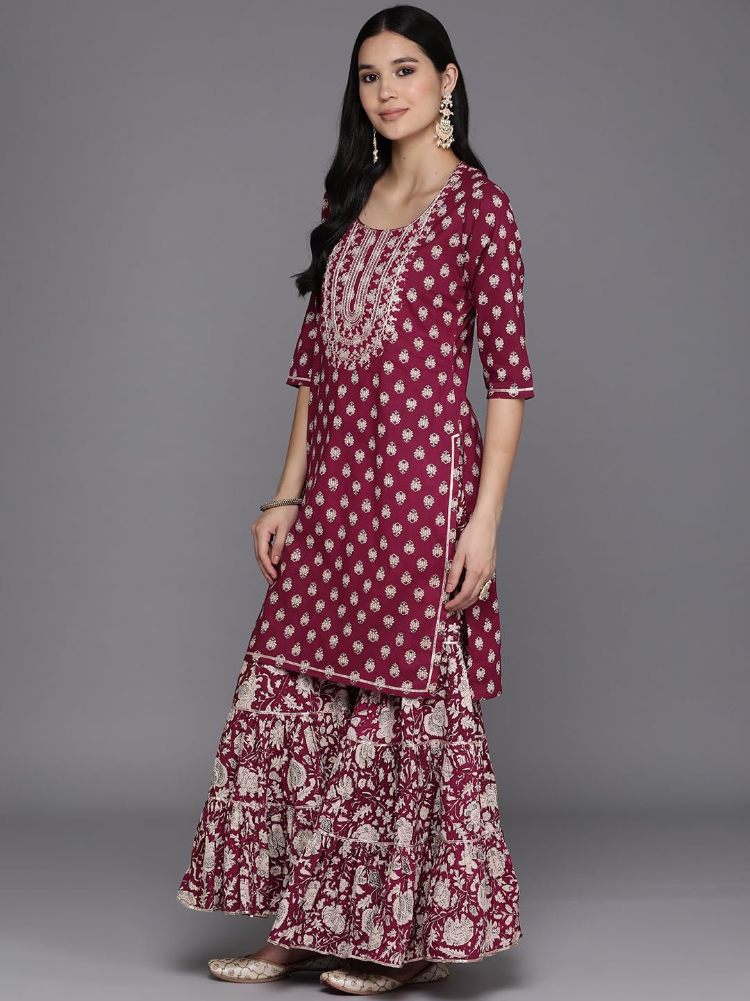 Libas WomenS Pure Cotton Kurta Sets (34512_Burgundy