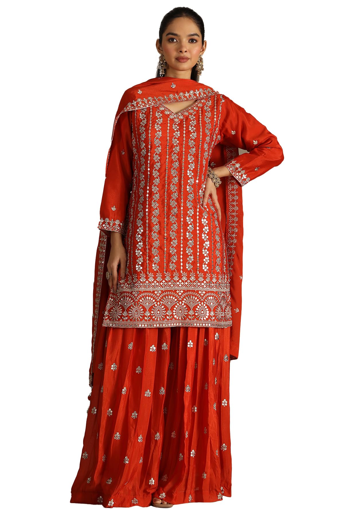 Soch Women Chinon Embroidered Suit Set with Zari