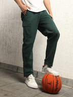 Hubberholme Men Smart Casual Summer Cotton Loose Fit Mid-Rise Trousers 60 Green