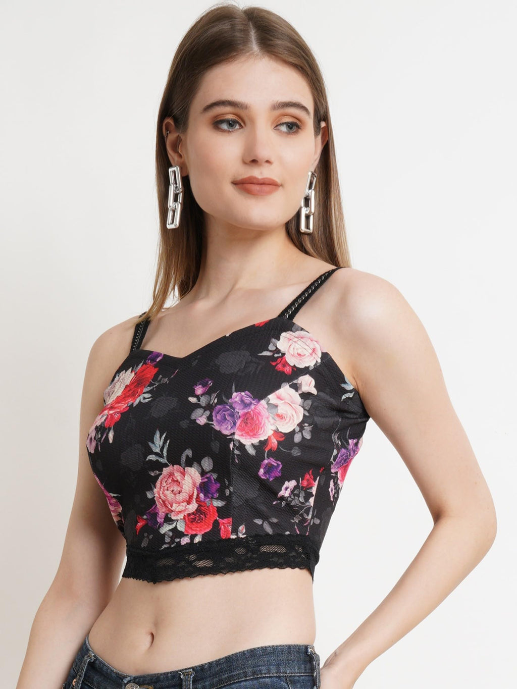 POPWINGS Casual Crop Top for Women || V-Neck Women Crop Tops for Summer || Stylish Western Sleeveless Crop Tops Multicolour