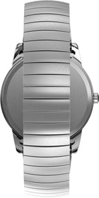 Timex Men's Easy Reader 35mm Watch - Silver-Tone Case White Dial with Silver-Tone Tapered Expansion Band