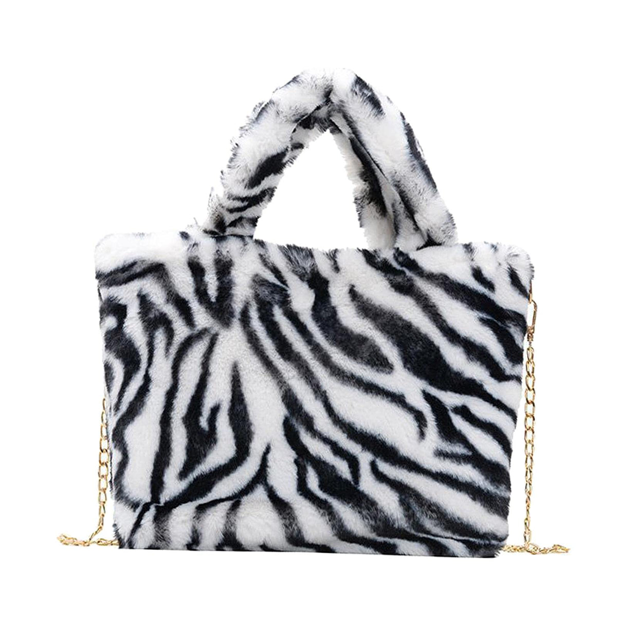 Myaddiction Women Leopard/Zebra Stripe Handbag Faux Fur Tote Bag Zebra Stripe Clothing, Shoes & Accessories | Womens Handbags & 