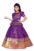 White Button New South Indian Traditional Pattu Pavadai Jecquard Lehenga Choli For Girls Dress