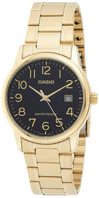 Casio Analog Gold Tone Stainless Steel Black Dial Quartz MTP-V002G-1B Mens Watch