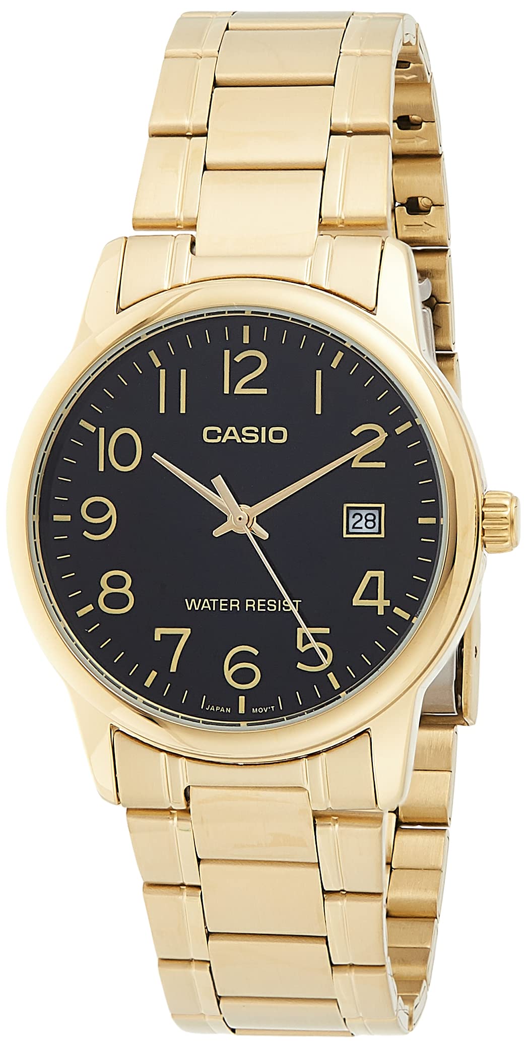 Casio Analog Gold Tone Stainless Steel Black Dial Quartz MTP-V002G-1B Mens Watch