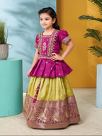 Aarika Girls Ethnic Wear Purple Colour Zari Thread Embroidery Silk Lehenga Choli Set (3-11 Years)