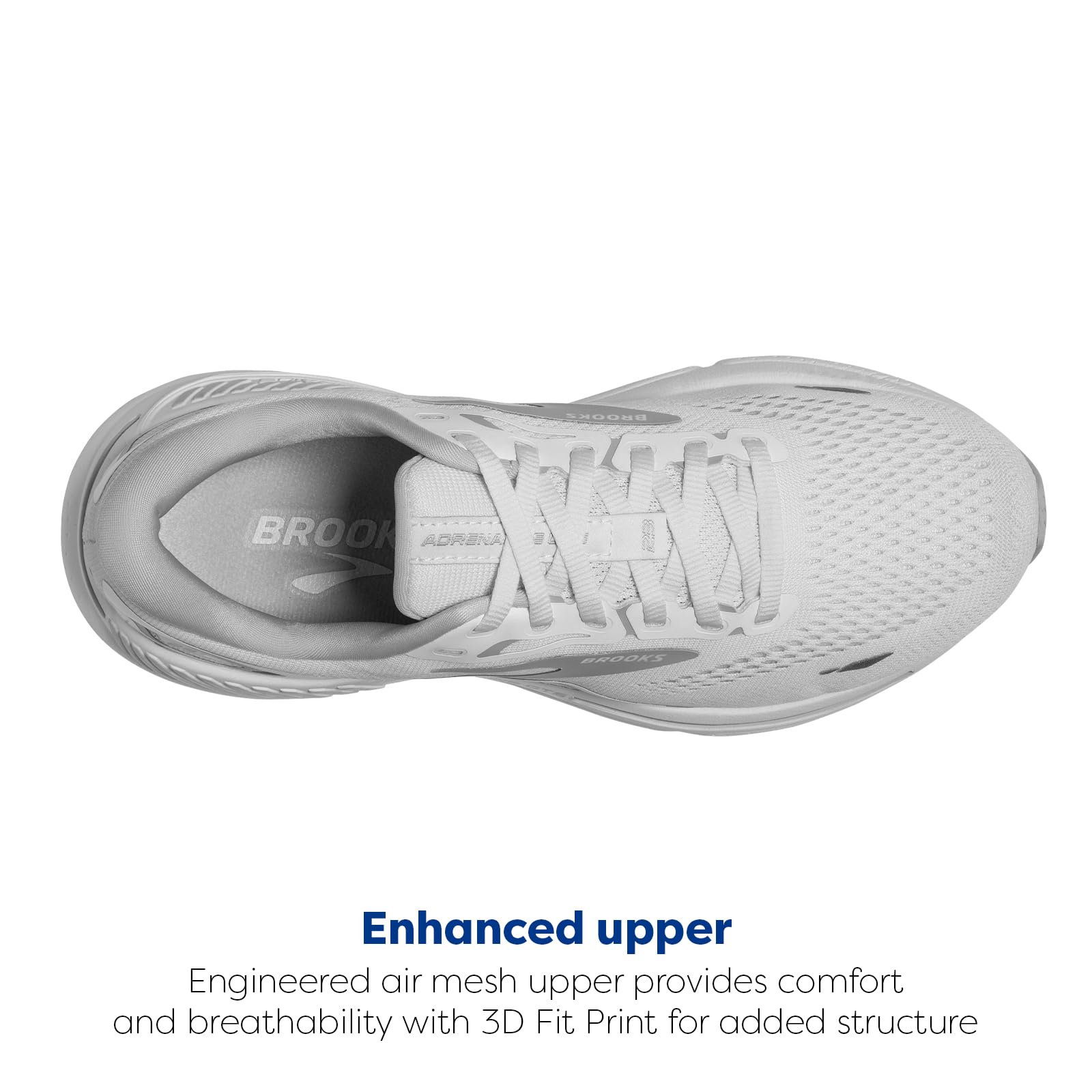 Brooks Womens Adrenaline GTS 23 Supportive Running Shoe - White/Oyster/Silver - 8 Medium