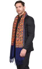 Weavers Villa Mens Floral Embroided Cashmilon Gents Shawls, Stoles, Muffler for Men, 70cm x 200cm