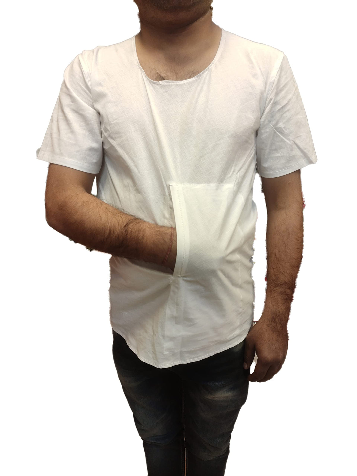 OjasviniS Mens Lattha Baniyan, Pocket Baniyan, Travel Vest, Patient Vest (44) Pack Of 2 White 40