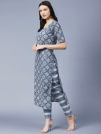 ANNI DESIGNER Ladies Cotton Blend Kurta with Trousers, grey, M