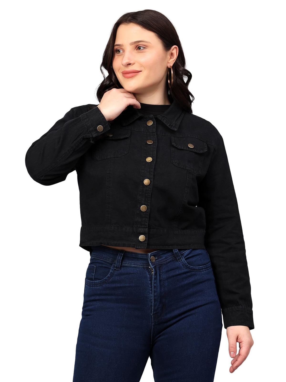 SAAKAA Womens Denim Black Jacket 2