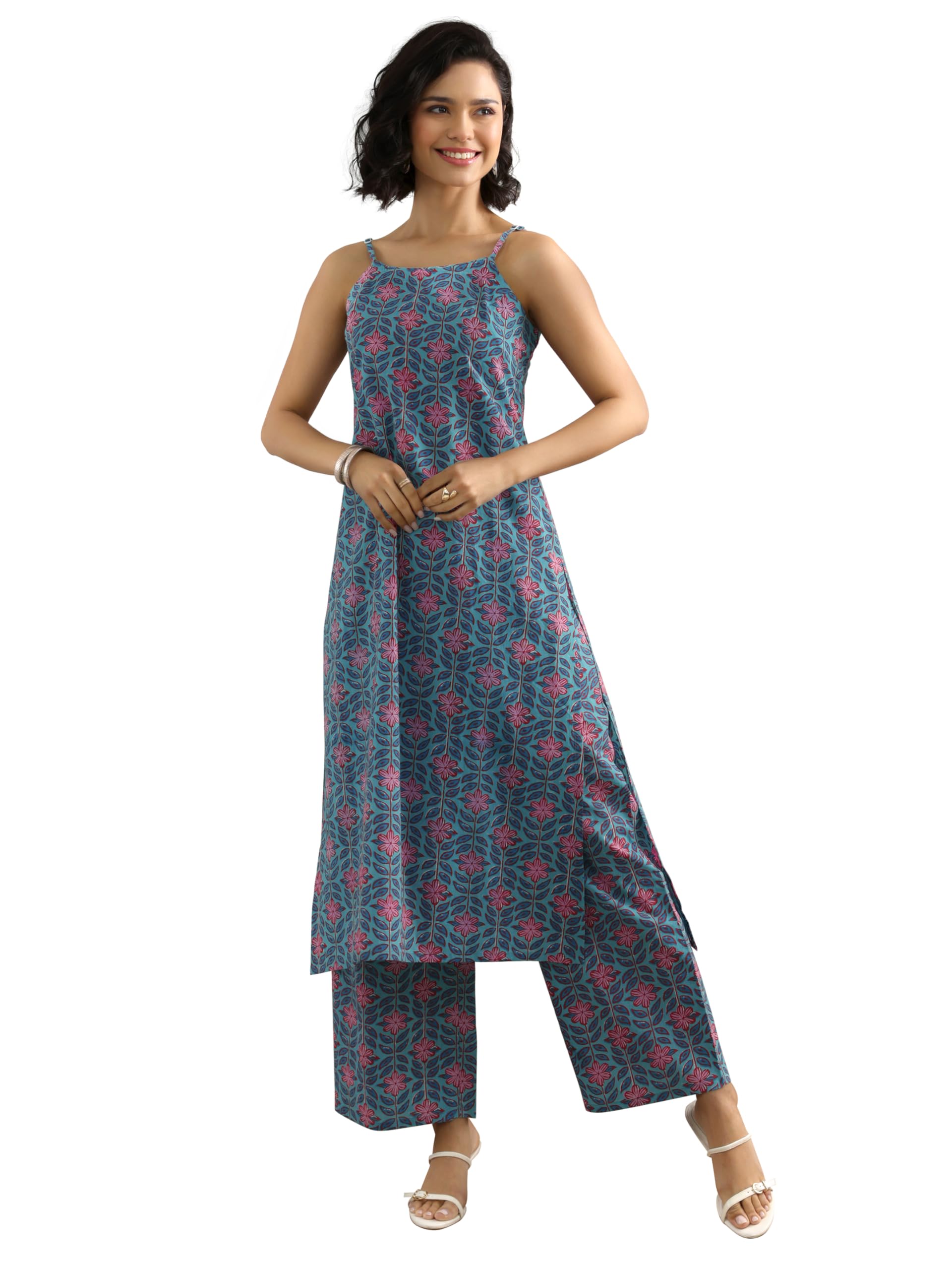 Gerua by Libas Printed Cotton Blend Straight Kurta With Palazzos