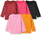 T2F Girls Cotton Printed Regular Fit Full Sleeve T-Shirt(Pack of 5), Assorted, 2-3 Years