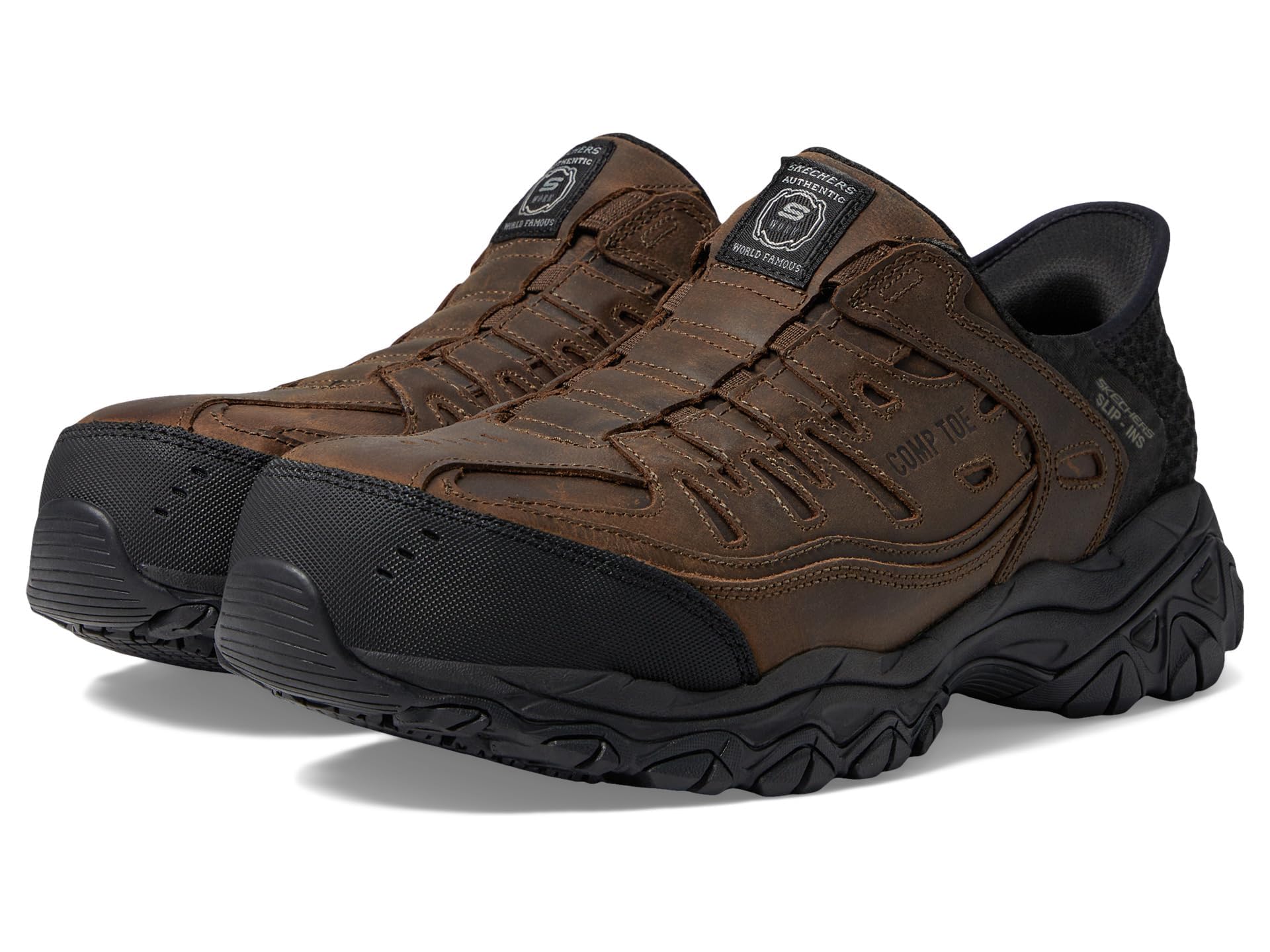 Skechers Men's Holdredge Ryker Hands Free Slip-Ins Construction Shoe, Brown, 9.5 Wide