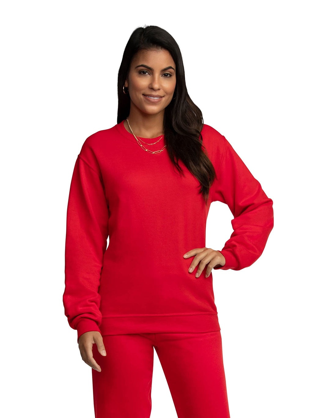 Fruit of the Loom Men's Moisture Wicking Eversoft Fleece Sweatshirt, Red, X-Large