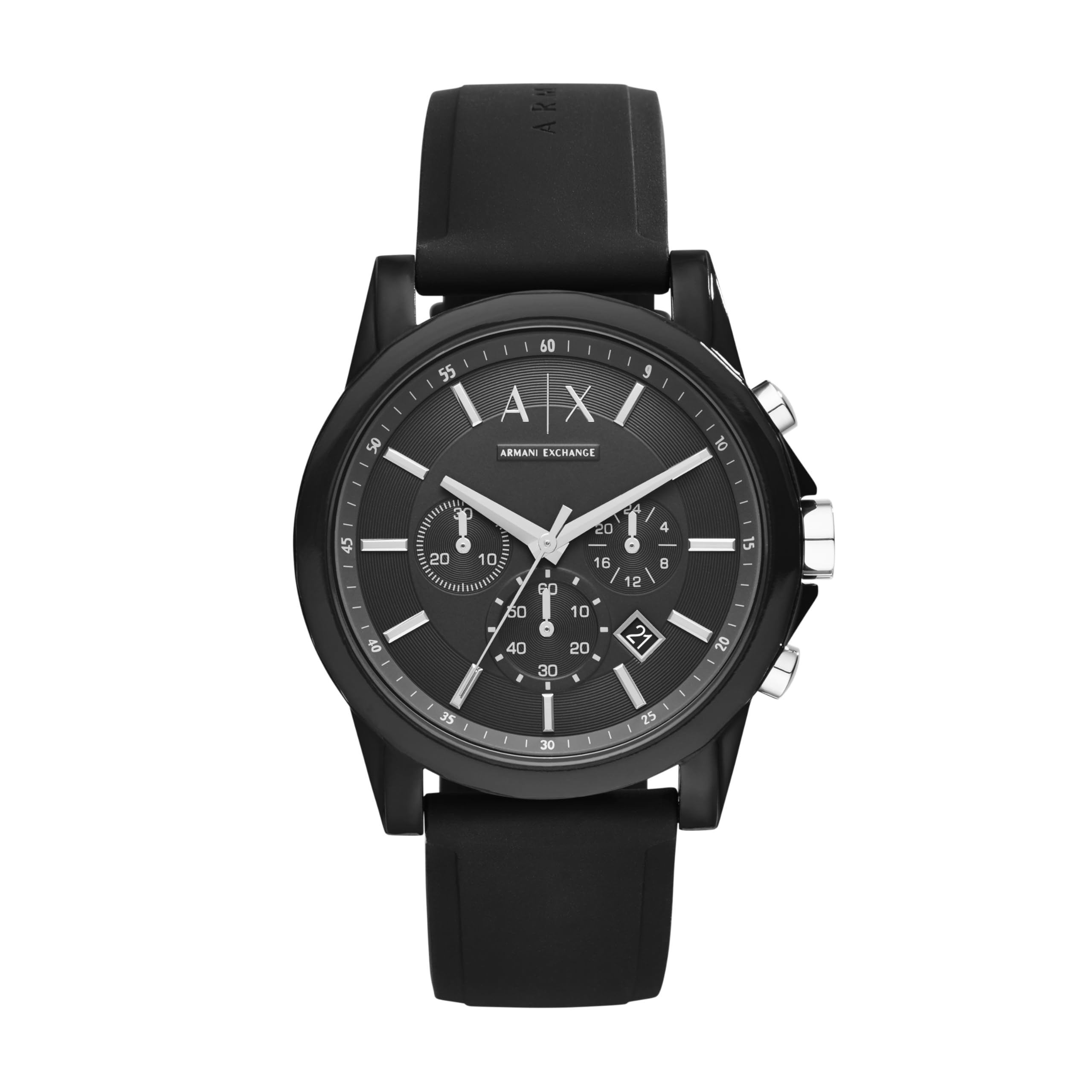 A|X ARMANI EXCHANGE Men's Chronograph Black Silicone Strap Watch (Model: A|X1326)