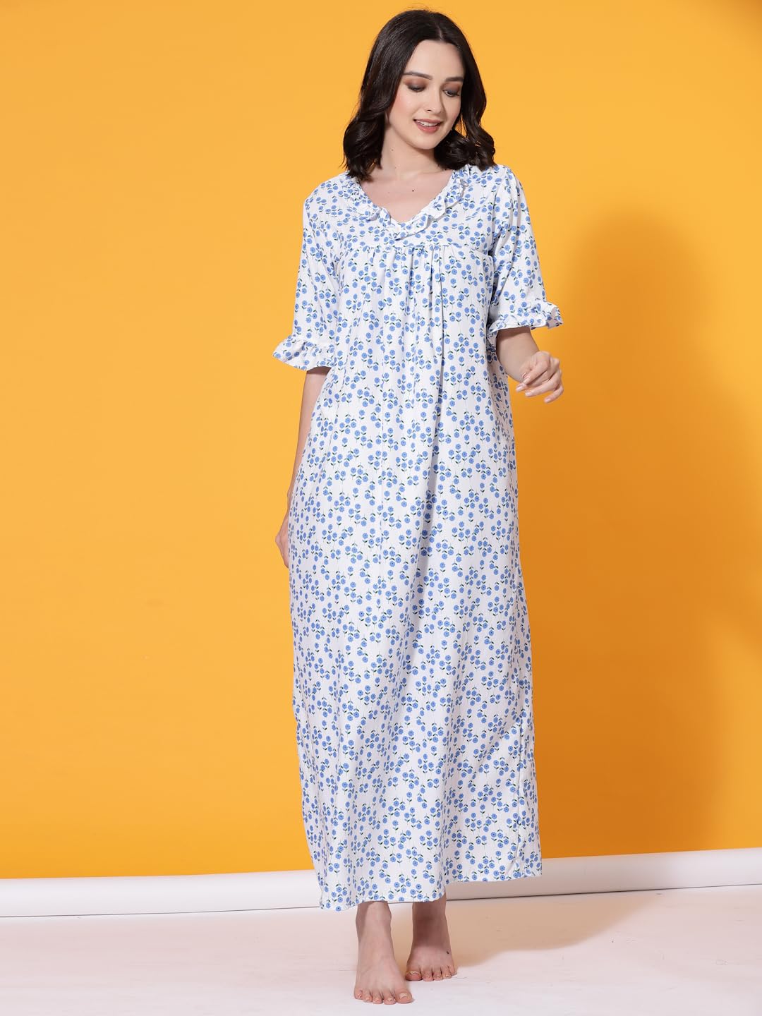 OOMPH! Cotton Blend Nighty for Womens | Night Gown | Nighty | Nightdress | Maxi Dress | Sleepwear | Gown for Women | Nighties |