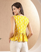 Stylum Womens Ikat Printed Rayon Peplum Top