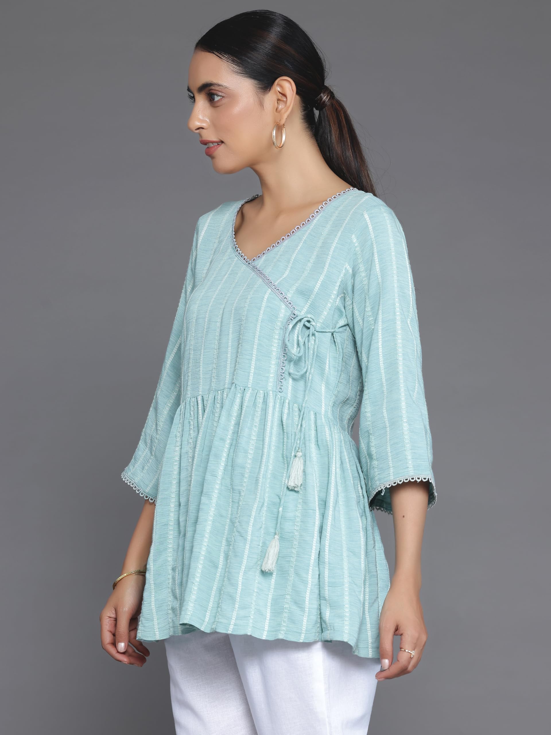 Libas WomenS Cotton Blend Regular Kurti (26906_Blue