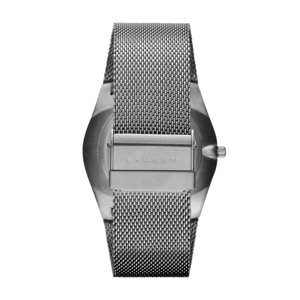 Skagen Men's Melbye Three-Hand Day Date Charcoal Gray Titanium Mesh Band Watch (Model: SKW6007)