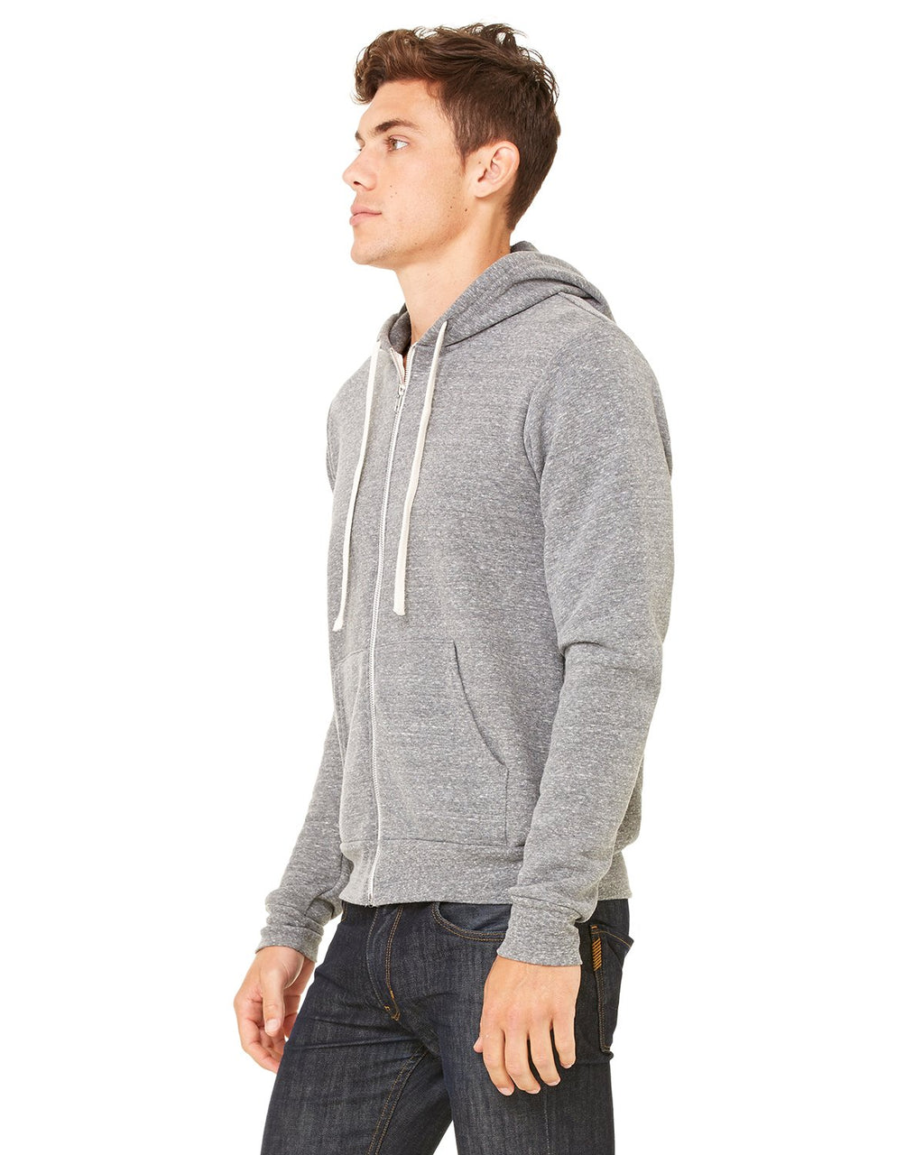 Unisex Triblend Sponge Fleece Full-Zip Hoodie - cHAR BLK TRIBLND - XS(D0102H78E02)