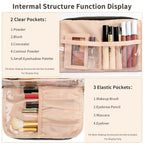 CUBETASTIC Makeup Bag, Small Cosmetic Bag with Makeup Brush Comparment, 2 in 1 Cute Make Up Organizer Pouch for Women Girls, Por