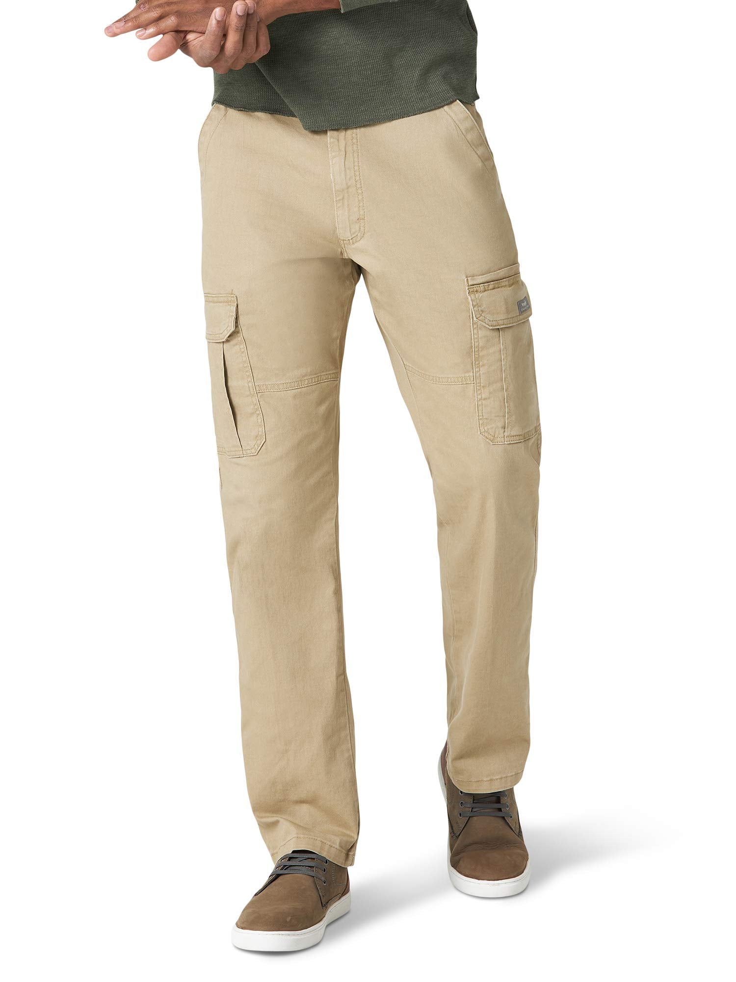 Wrangler Authentics Men's Relaxed Fit Stretch Cargo Pant, Elmwood, 32W x 29L
