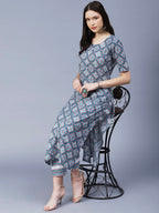 ANNI DESIGNER Ladies Cotton Blend Kurta with Trousers, grey, M