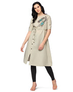 Greciilooks Women Rayon Casual Regular Fit Kurti (Grey, Xxx-Large)