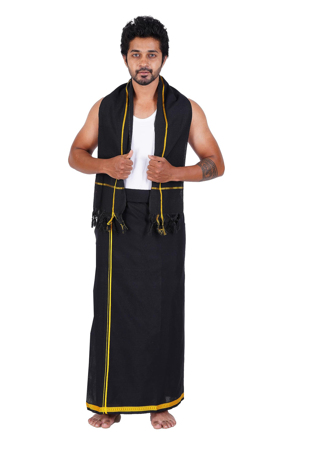 Prakasam Cotton MenS Pure Cotton Colour Dhoti (1.26X1.90Mtrs) With Matching Towel (0.74X1.50Mtrs) Set