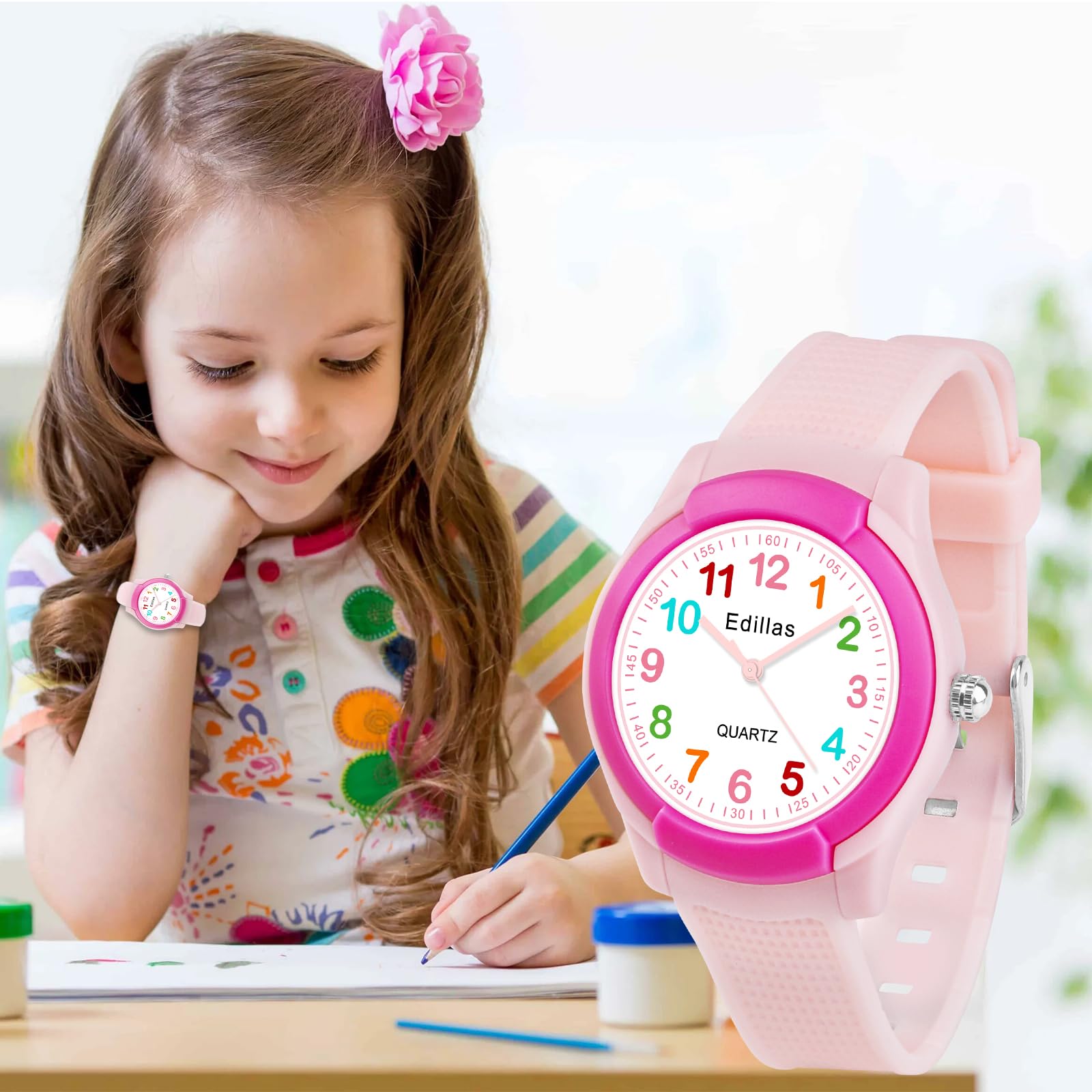 Edillas Kids Analog Watch for Girls Boys, Children Waterproof Learning Time Wristwatch Easy to Read Time Great Present for Kids