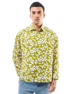 Bewakoof Mens All Over Printed Oversized Fit Full Sleeve Spread Collar Cotton Shirt_ 620467 Yellow S