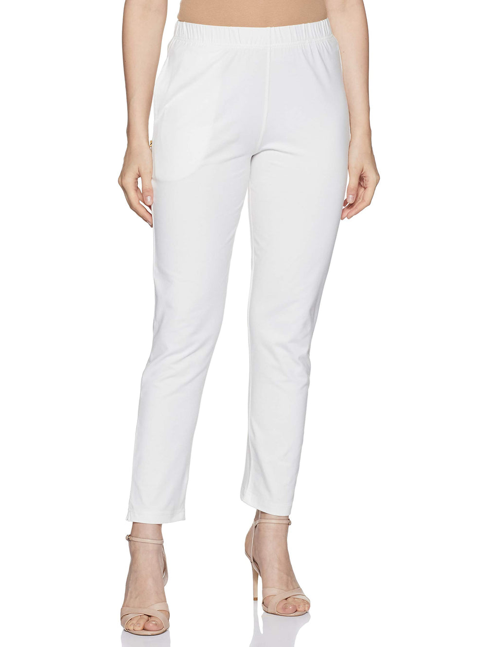 Aurelia Womens Single Pocket Solid Pants (Off White_Small)