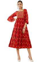 Soch Women Red Rayon Embroidery Kurta (Red_L)