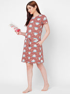 Sweet Dreams Women'S Cotton Kaftan Above The Knee Casual Dress (Ocw-2338_Twilight Rose