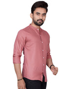 Besix MenS Regular Fit Solid Cotton Shirt | Chinese Collar | Casual | Plain | Branded | Mandarin Collar | Full Sleeve | Summer 