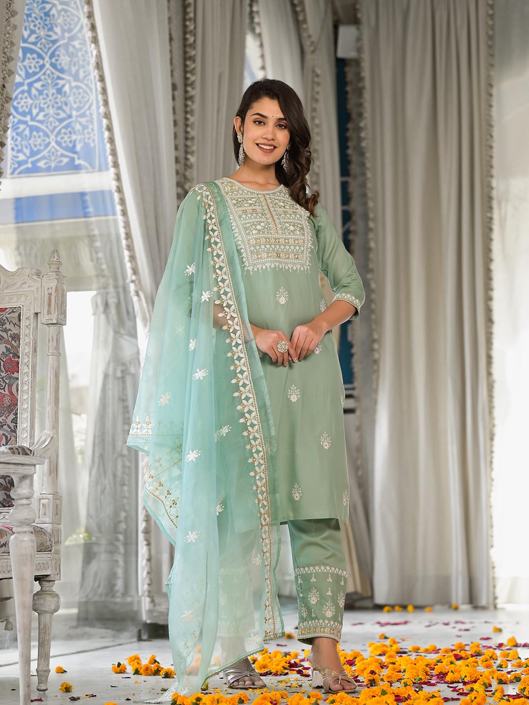 Varanga Women Magenta & White Embellished Straight Kurta ??Elegant Ethnic Wear For Women, Perfect For Casual & Festive Occasions