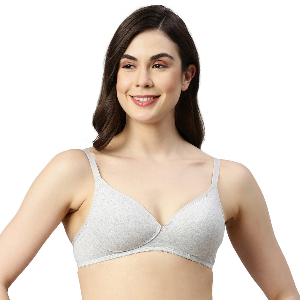 Enamor A039 T-Shirt Cotton Bra Greymelange