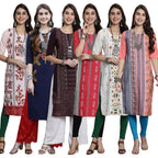 Pinkmint Printed Kurti for Womens Timeless Tradition Kurtis with a Classic Touch (Pack of 6)