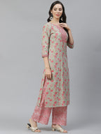 Nermosa Women Printed Kurta And Pant Set With Dupatta | Kurta Set With Dupatta | (In, Alpha, Xl, Peach)