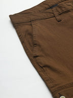Dennis Lingo Mens Slim Fit Multi-Pocket Stretchable Cargo Trousers Brown