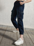 Hubberholme Women Blue Summer Cotton Tapered Fit Jeans