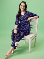 Yashika Women Women'S Floral Printed Short Length Flared Cotton Blend Kurta Palaazo Set