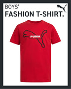 PUMA Boys' T-Shirt - Cat Logo T-Shirt for Boys - Athletic Crewneck Short Sleeve Tee (S-XL), Size Small, Red/Black