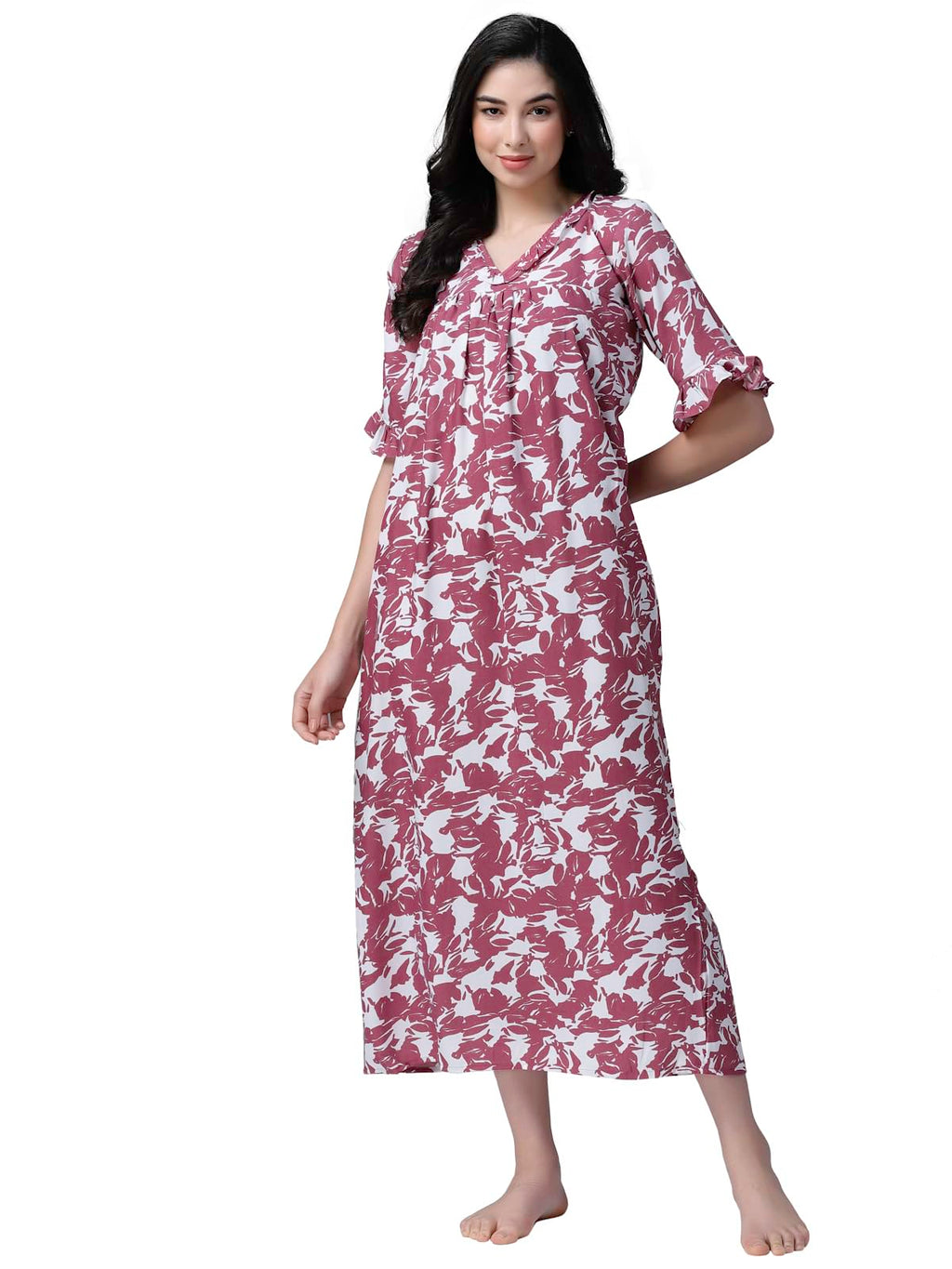 OOMPH! Cotton Blend Nighty for Womens | Night Gown | Nighty | Nightdress | Maxi Dress | Sleepwear | Gown for Women | Nighties |