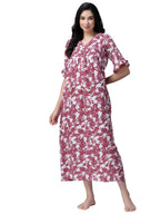 OOMPH! Cotton Blend Nighty for Womens | Night Gown | Nighty | Nightdress | Maxi Dress | Sleepwear | Gown for Women | Nighties |
